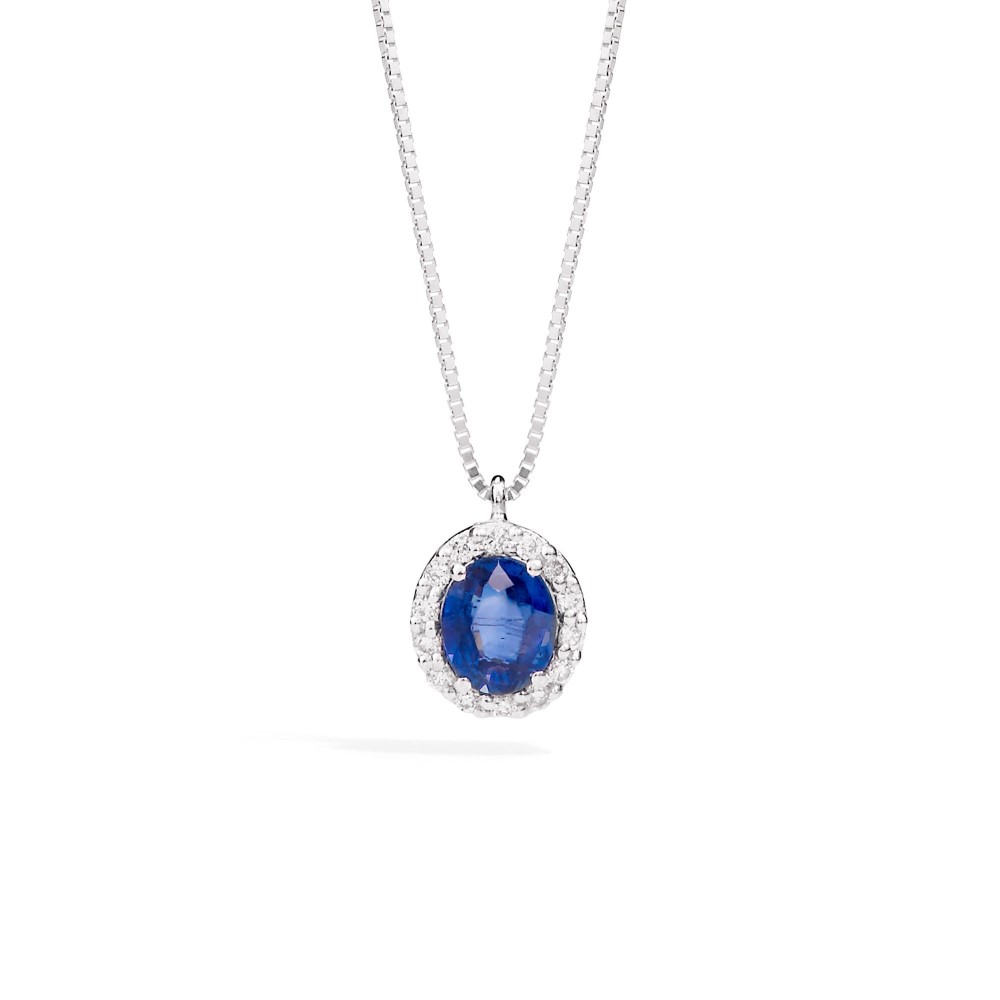 Collana in oro bianco e zaffiro